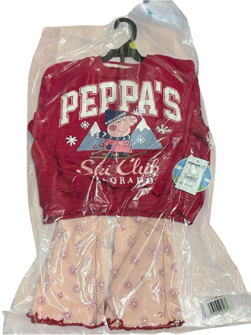 Peppa Pig Sweatshirt Pants Outfit NEW 3T Winter Ski Club Pink Red